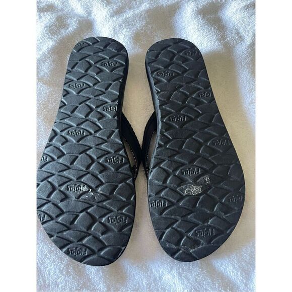 New Flojos Womens Black Memory Foam Thong Flat Flip Flop Sandal Size 8 - Picture 10 of 10